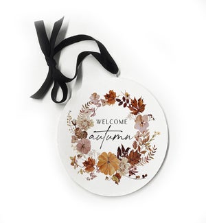 Welcome Autumn Wreath White Ornament